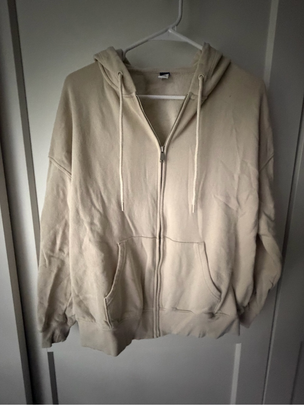 Old Navy Cream Full-Zip Hoodie XS Neutral Fall Cozy